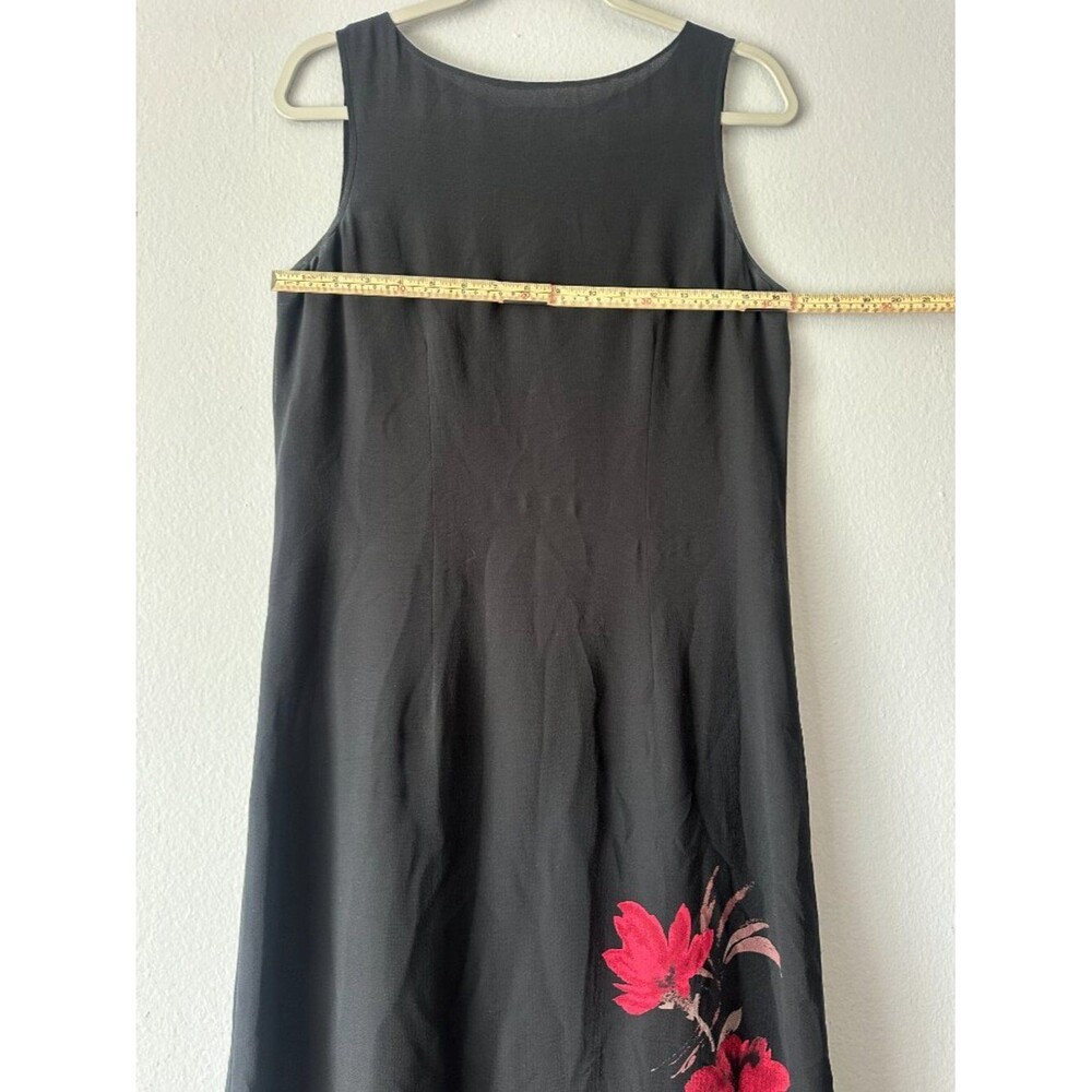 100% Silk Vintage Valerie Stevens Petites Black Maxi Dress Floral Accent PM 90s - Picture 5 of 7